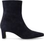 Manfield Dames Donkerblauwe suède enkellaarsjes met hak - Thumbnail 2