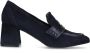 Manfield Dames Donkerblauwe suède loafer pumps - Thumbnail 3