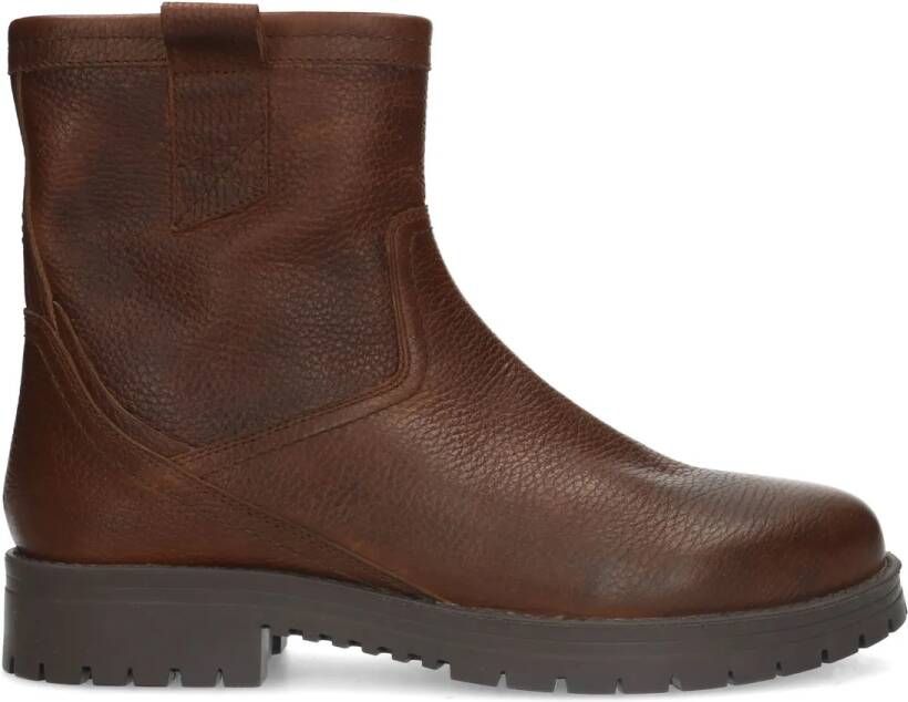 Manfield Donkerbruine leren boots