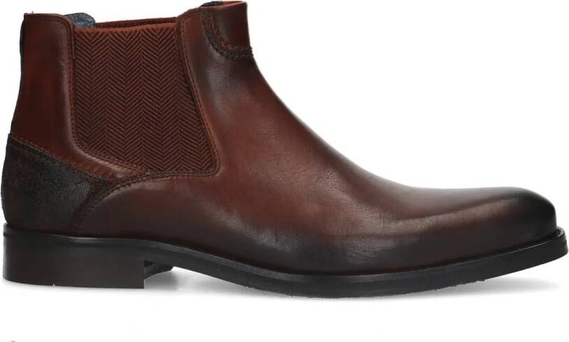 Manfield Heren Donkerbruine leren chelsea boots