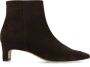 Manfield Dames Donkerbruine suède enkellaarsjes met hak - Thumbnail 3