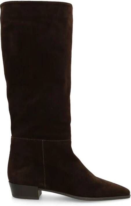 Manfield Dames Donkerbruine suède hoge laarzen - Foto 2