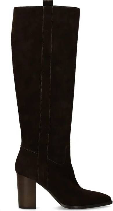 Manfield Dames Donkerbruine suède hoge laarzen met hak - Foto 2