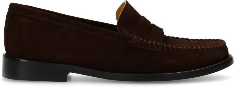 Manfield Dames Donkerbruine suède loafers