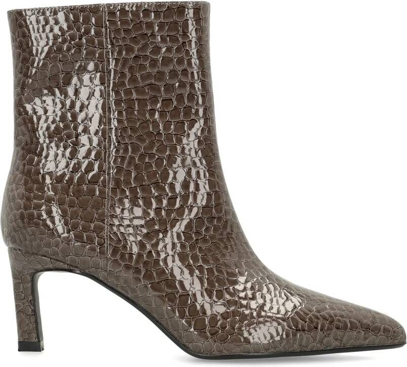 Manfield Dames Donkergrijze lak enkellaarsjes met hak - Foto 2