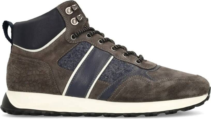 Manfield Heren Donkergrijze suède veterschoenen
