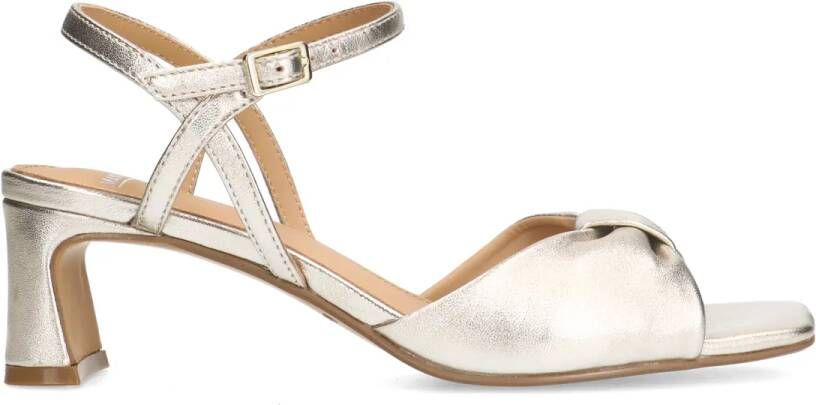 Manfield Gouden leren sandalen met hak