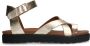 Manfield Dames Gouden leren sandalen met plateauzool - Thumbnail 3