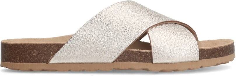 Manfield Gouden leren slippers