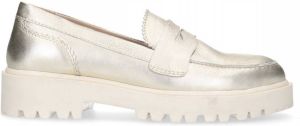 Manfield Goudkleurige leren loafers met grove zool