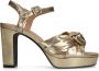 Manfield Dames Goudkleurige leren sandalen met hak - Thumbnail 3