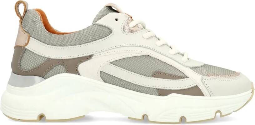 Manfield Grijze leren sneakers