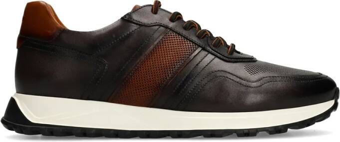 Manfield Heren Grijze leren sneakers
