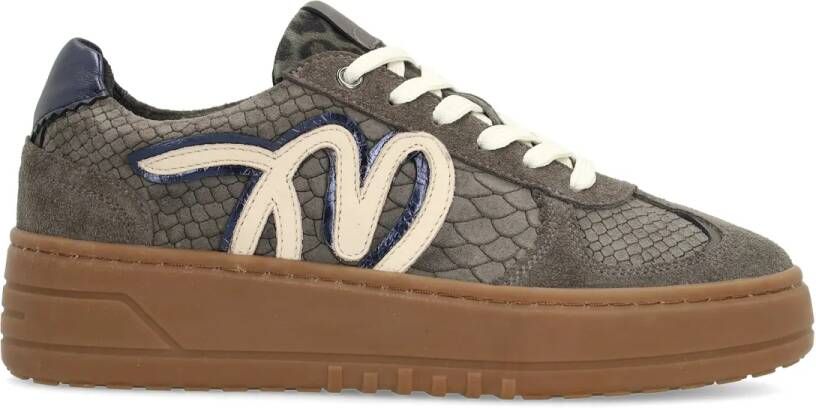 Manfield Dames Grijze suède sneakers