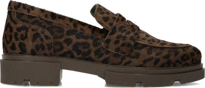 Manfield Dames Leopard loafers met pony hair