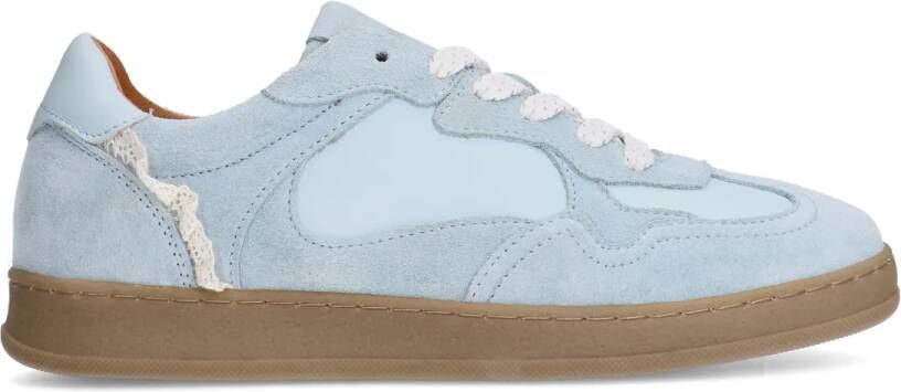 Manfield Lichtblauwe suède sneakers