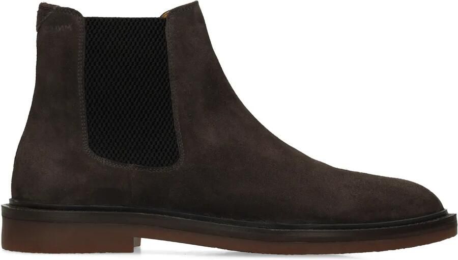Manfield Antraciet suède chelsea boots