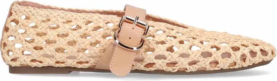 Manfield Dames Beige gevlochten ballerina's - Foto 2