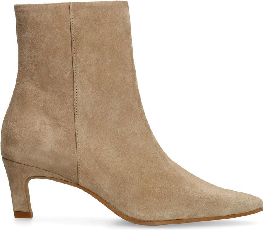 Manfield Dames Beige suède enkellaarsjes met hak - Foto 2