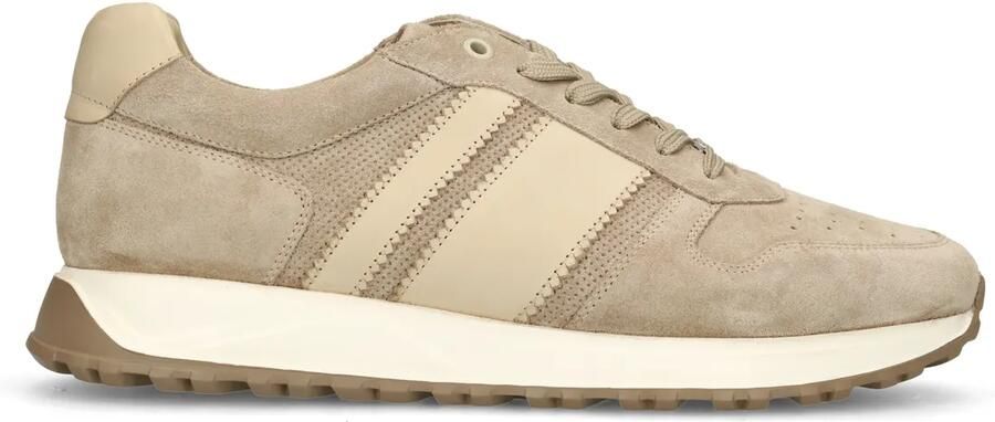 Manfield Heren Beige suède sneakers met leren details - Foto 2