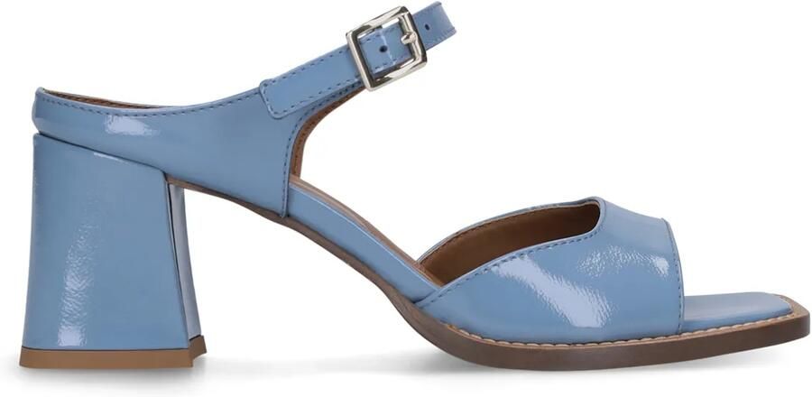Manfield Dames Blauwe lak leren sandalen met hak - Foto 2