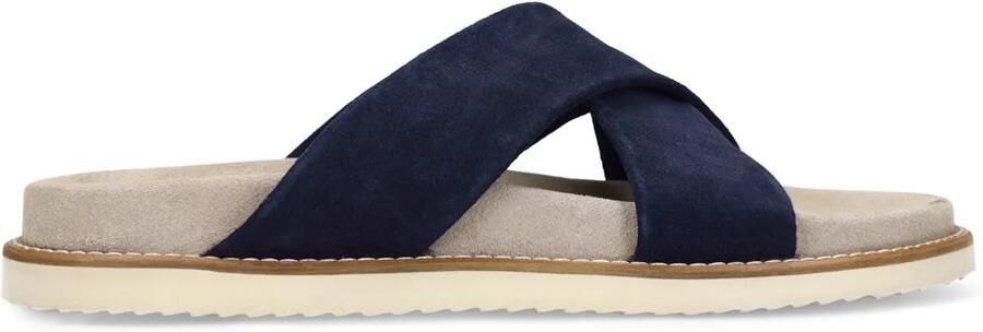 Manfield Heren Blauwe suède slippers - Foto 2