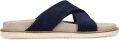 Manfield Heren Blauwe suède slippers - Blauw
