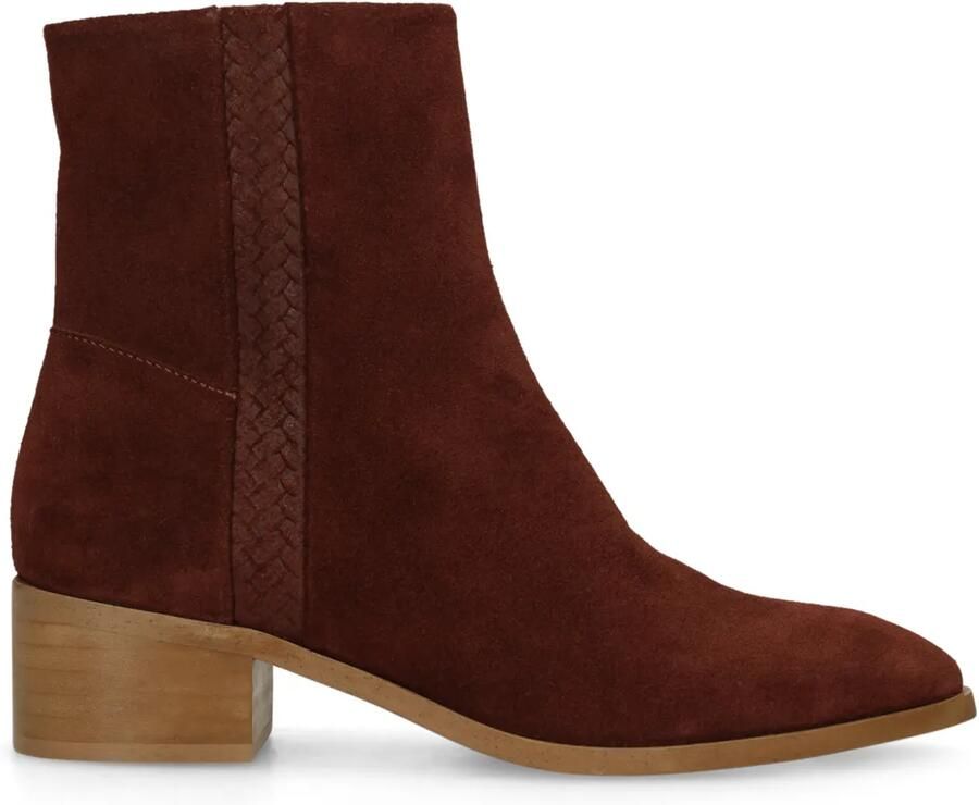 Manfield Dames Bordeaux rode suède enkellaarsjes met hak - Foto 2