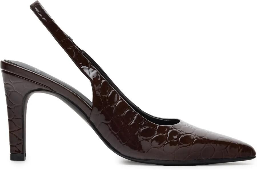 Manfield lakleren slingback pumps met hak en dierenprint bruin - Foto 4
