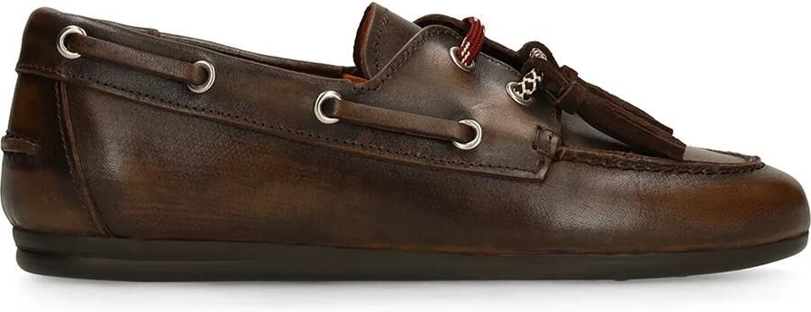 Manfield Dames Bruine leren bootschoenen - Foto 2