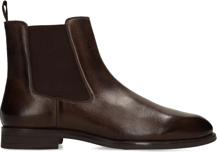 Manfield Bruine leren chelsea boots