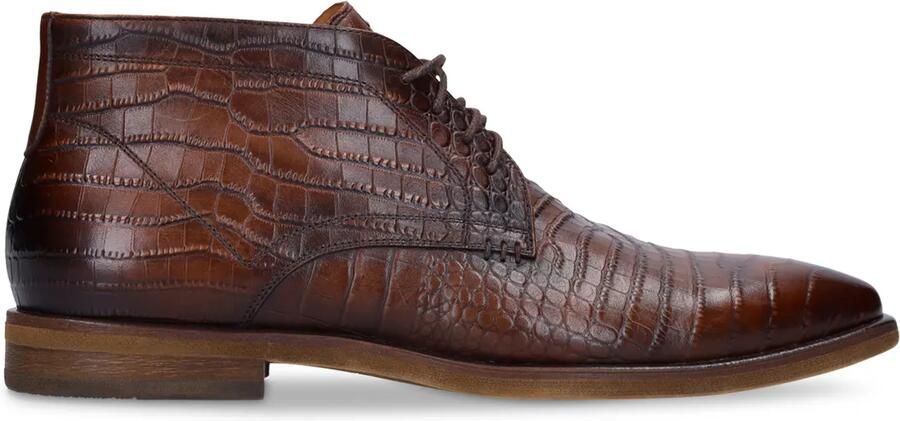Manfield Heren Bruine leren croco veterschoenen - Foto 2