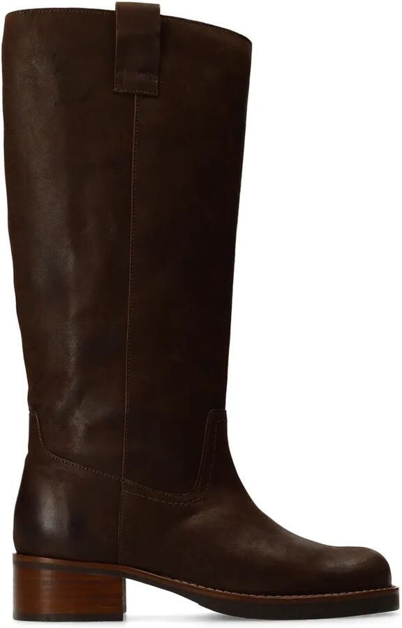Manfield Dames Bruine leren hoge laarzen - Foto 2