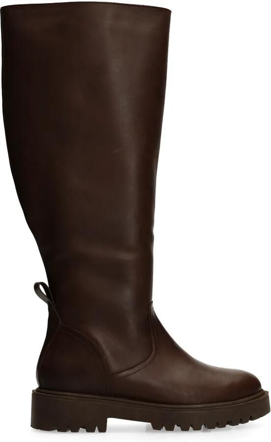 Manfield Dames Bruine leren hoge laarzen