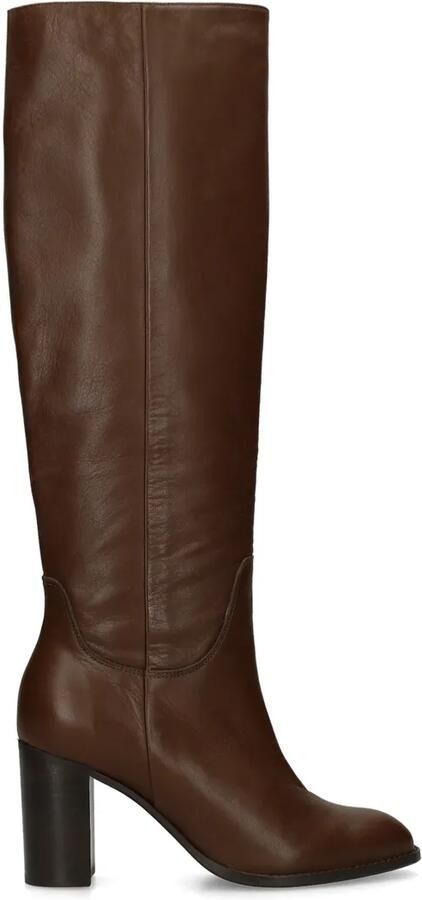 Manfield Dames Bruine leren hoge laarzen met hak - Foto 2