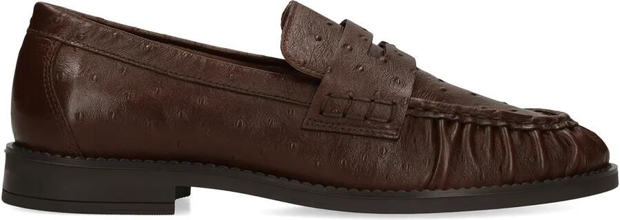 Manfield Dames Bruine leren loafers met struisvogeldetails - Foto 2
