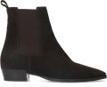 Manfield Dames Bruine suède chelsea boots - Donkerbruin