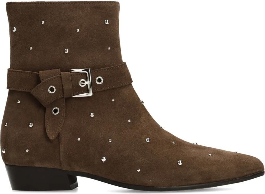 Manfield Dames Bruine suède enkellaarsjes met gespdetail - Foto 2