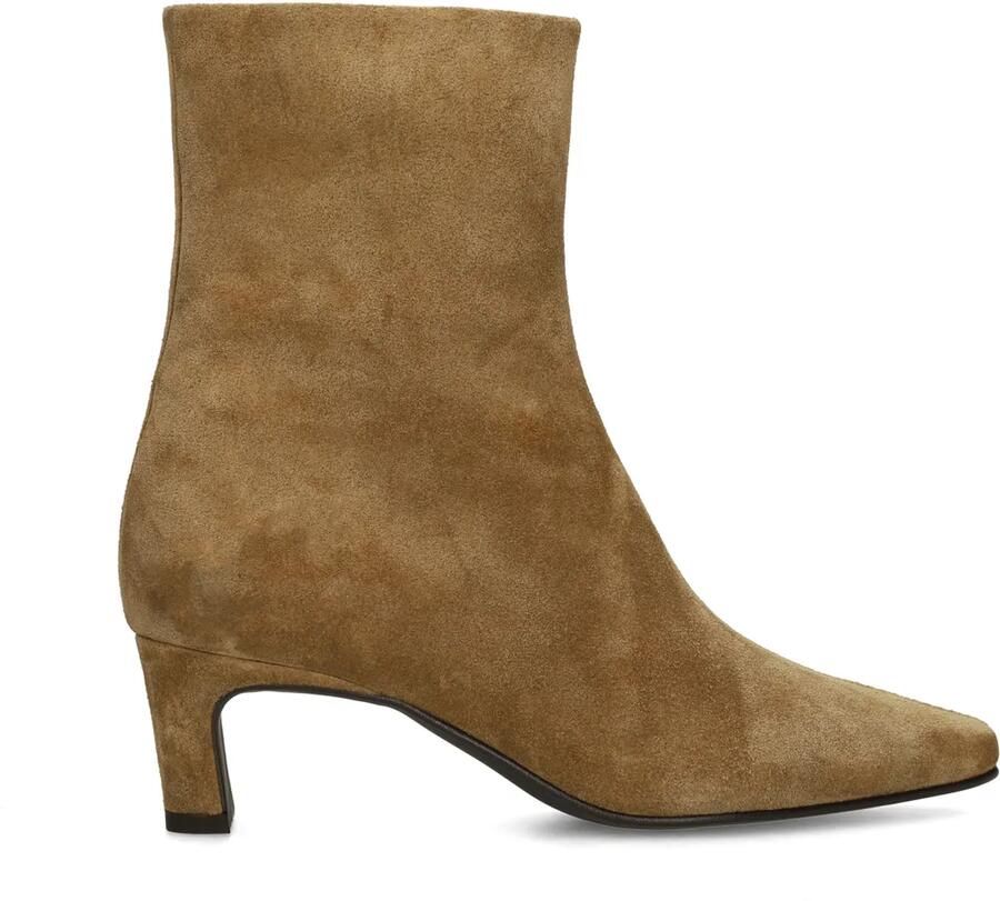 Manfield Bruine suède enkellaarsjes met hak