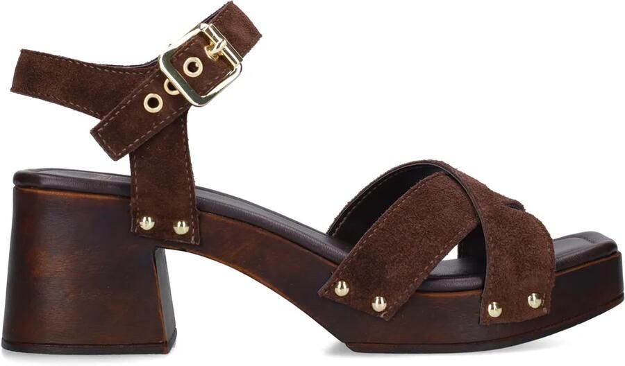 Manfield Dames Bruine suède sandalen met hak - Foto 2