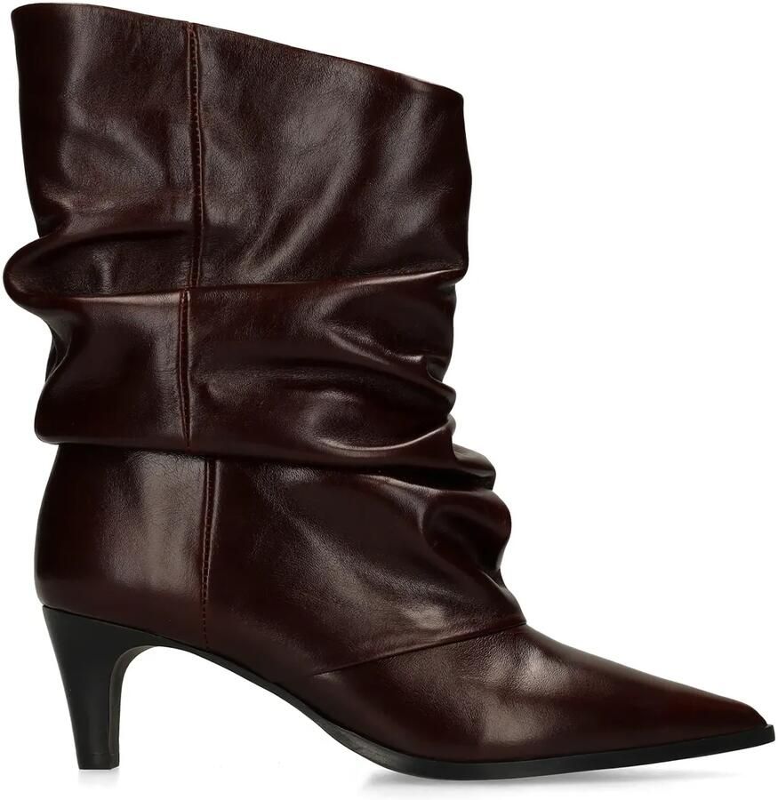 Manfield Dames Burgundy leren slouchy boots met hak - Foto 2