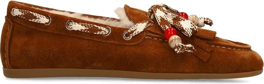 Manfield Dames Cognac suède bontloafers - Foto 2