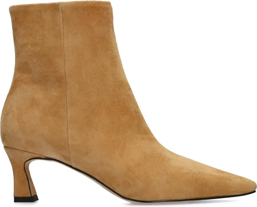 Manfield Dames Cognac suède enkellaarsjes met hak - Foto 2