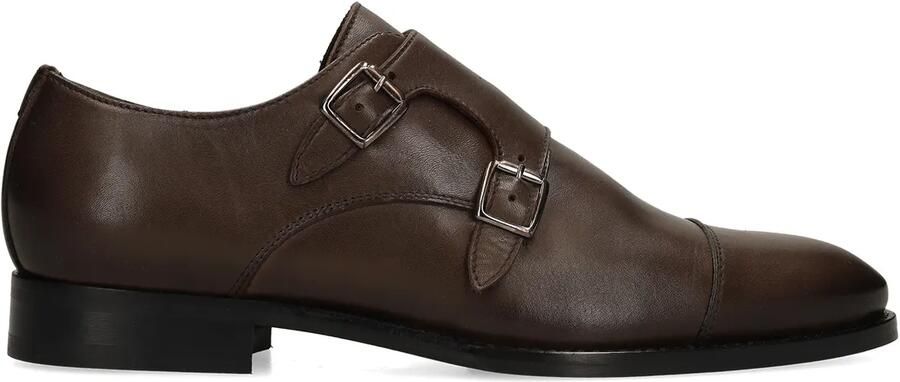 Manfield Donkerbruine leren gespschoenen