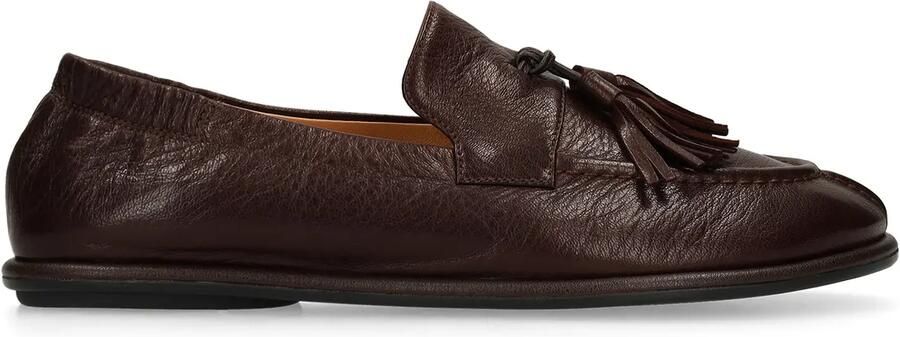 Manfield Dames Donkerbruine leren loafers met kwastjes - Foto 4