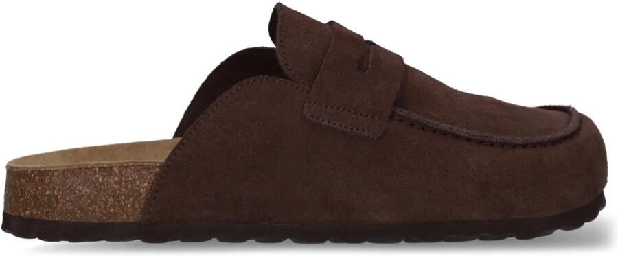 Manfield Heren Donkerbruine suède clogs - Foto 2