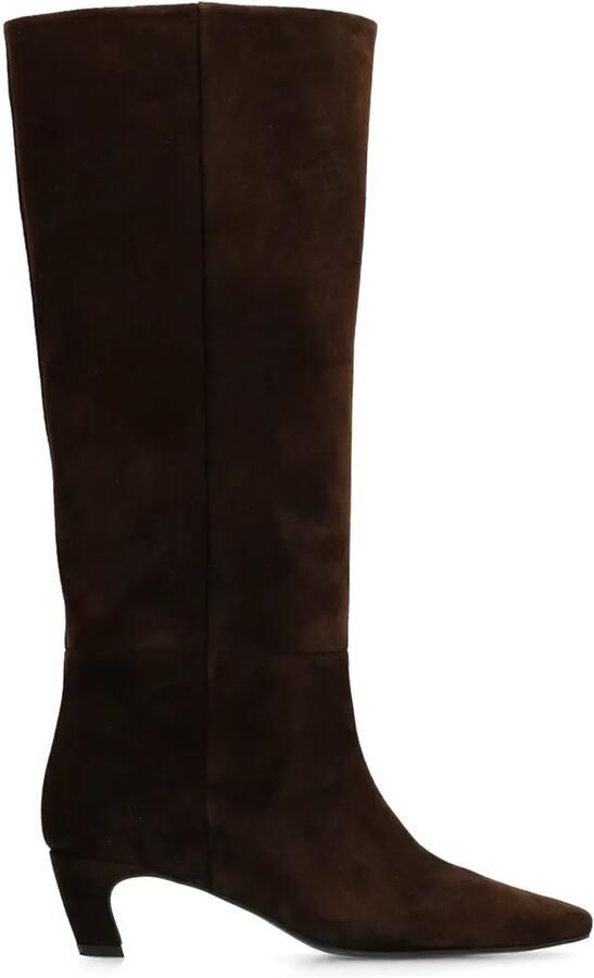 Manfield Dames Donkerbruine suède hoge laarzen met hak - Foto 1