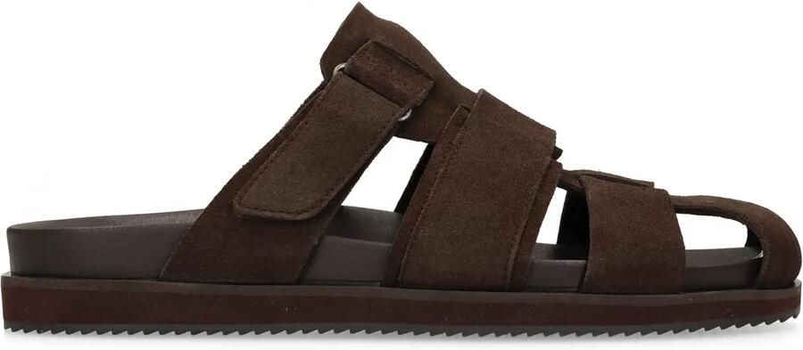 Manfield Heren Donkerbruine suède slippers - Foto 2