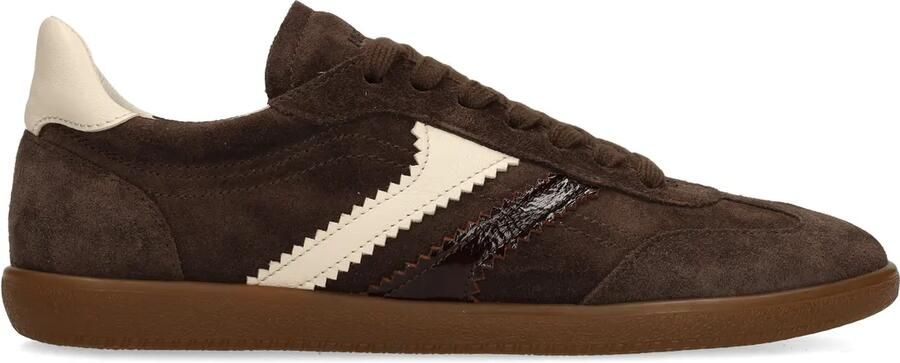 Manfield Donkerbruine suède sneakers