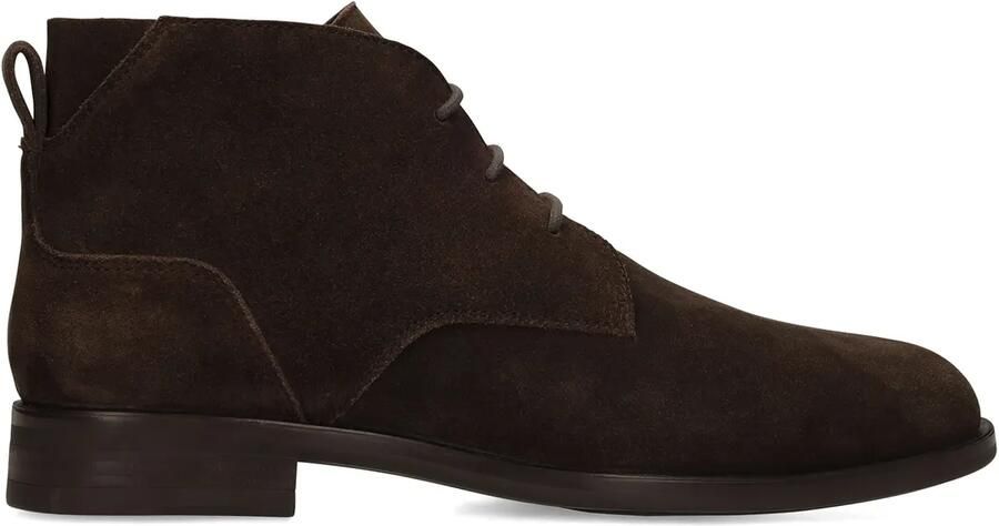 Manfield Donkerbruine suède veterschoenen